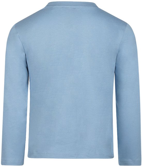 Lichtblauwe longsleeve met ronde hals, achterkant.