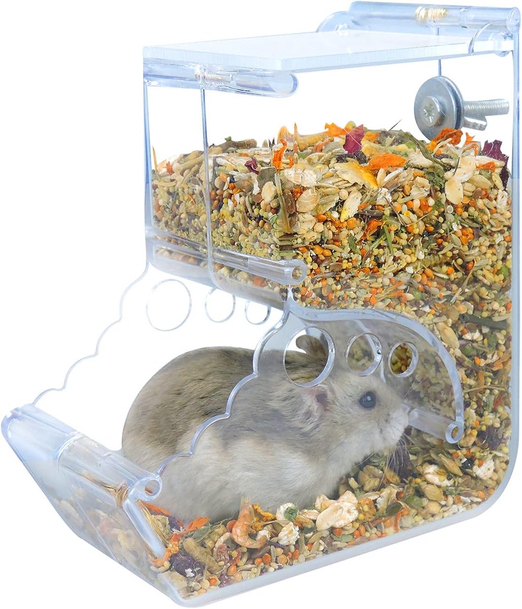 SnelShoppen - Automatische Voederstation voor Hamsters, 400 ml, Transparante Acryl Voederbak voor Hamsters, Egels, Eekhoorns, Cavia's en Vogels
