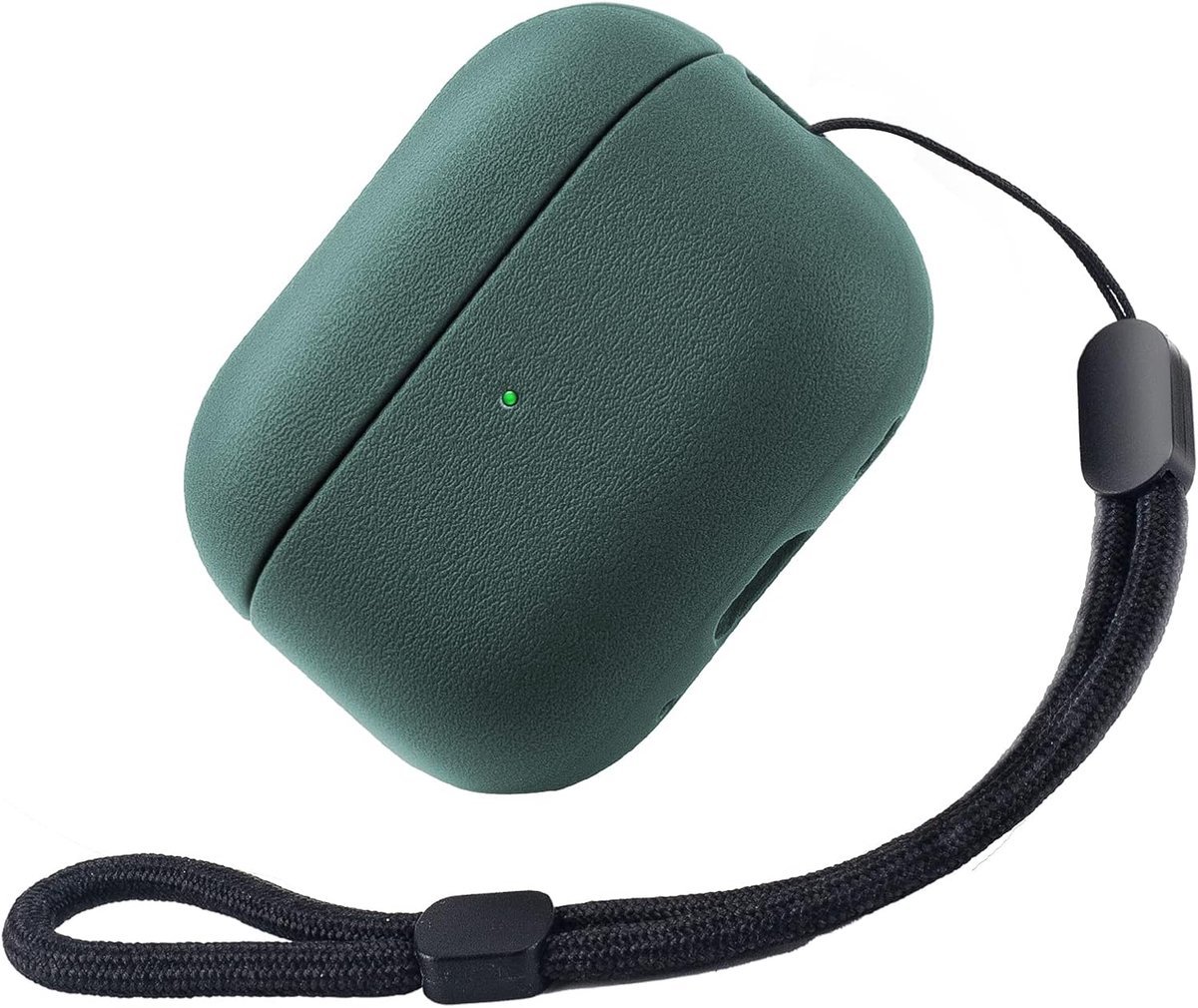 SnelShoppen - TPU Hoesje voor Airpods Pro 2 - Beschermhoes met Polsbandje - Textuur Design - Donkergroen - Voor Zakelijk Gebruik