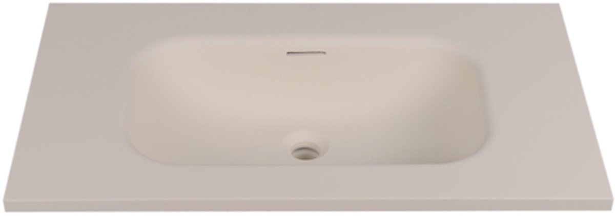 Saniclass Torino Meubelwastafel - 80.5x46x17.5cm - solid surface - 1 wasbak - zonder kraangaten - off-white