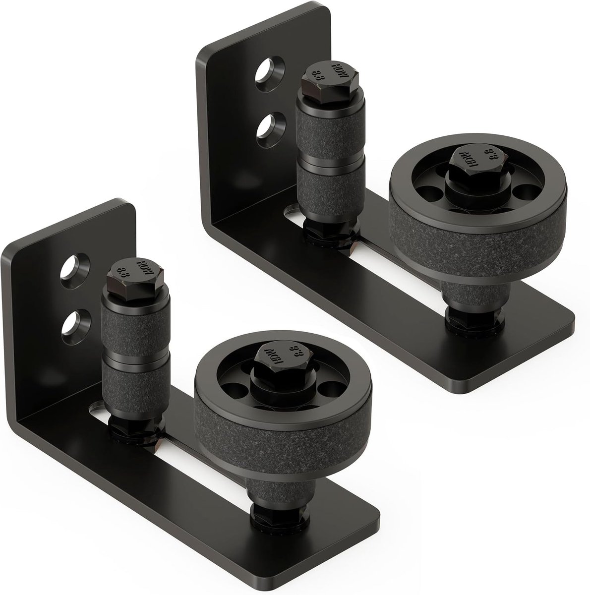 VHV - Schuifdeurrail - Wandgemonteerde rollers met viltstrips - Deurrail voor wandmontage bij een schuifdeur - Set van 2 - Zwart