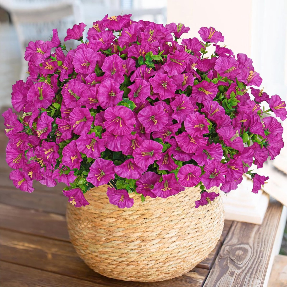 SnelShoppen - 10 Bundels Kunstbloemen Buiten UV Bestendig - Kunstmatige Klaproos Struiken Groen - Faux Planten voor Hangende Plantenbakken, Huis, Keuk