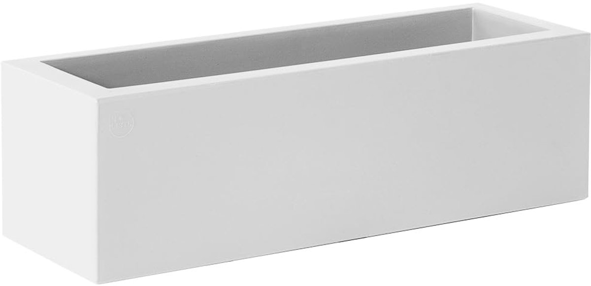 SnelShoppen - Rechthoekige witte plantenbak 60 x 20 cm - Bloembak voor binnen en buiten - Perfect voor balkon, terras, tuin - Jara stijlvol en duurzaa