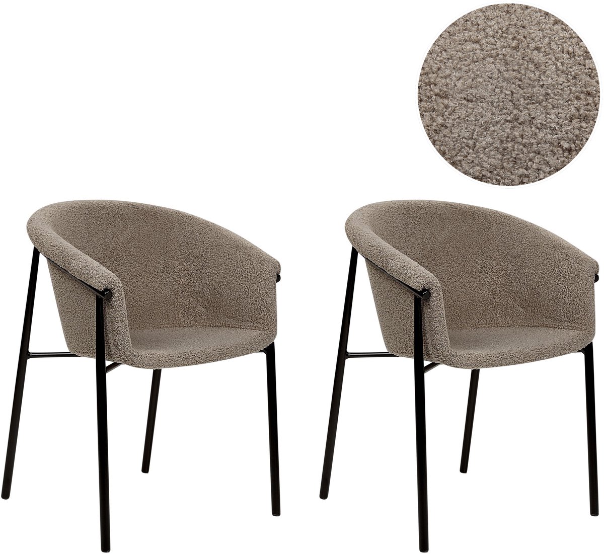 AMES - Eetkamerstoel set van 2 - Taupe - Bouclé