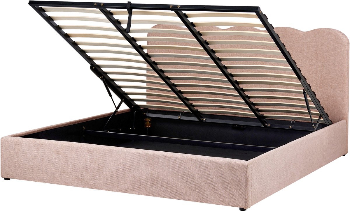 NANTERRE - Bed met opbergruimte - Pastelroze - 180 x 200 cm - Stof