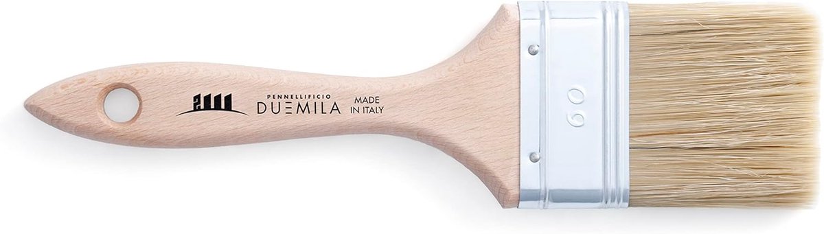 SnelShoppen - Professionele Verfkwast 60mm met Houten Handvat - Universele Kwast voor Muren, Hout, Ijzer - Hoogwaardige Italiaanse Kwaliteit