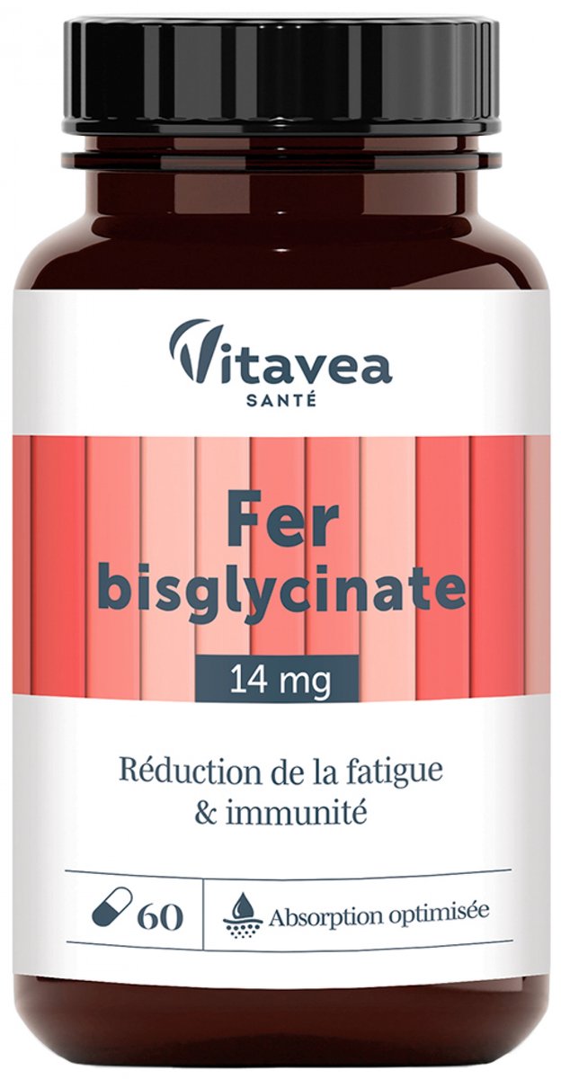 Vitavea IJzer Bisglycinaat Vermindering van Vermoeidheid & Immuniteit 60 Capsules