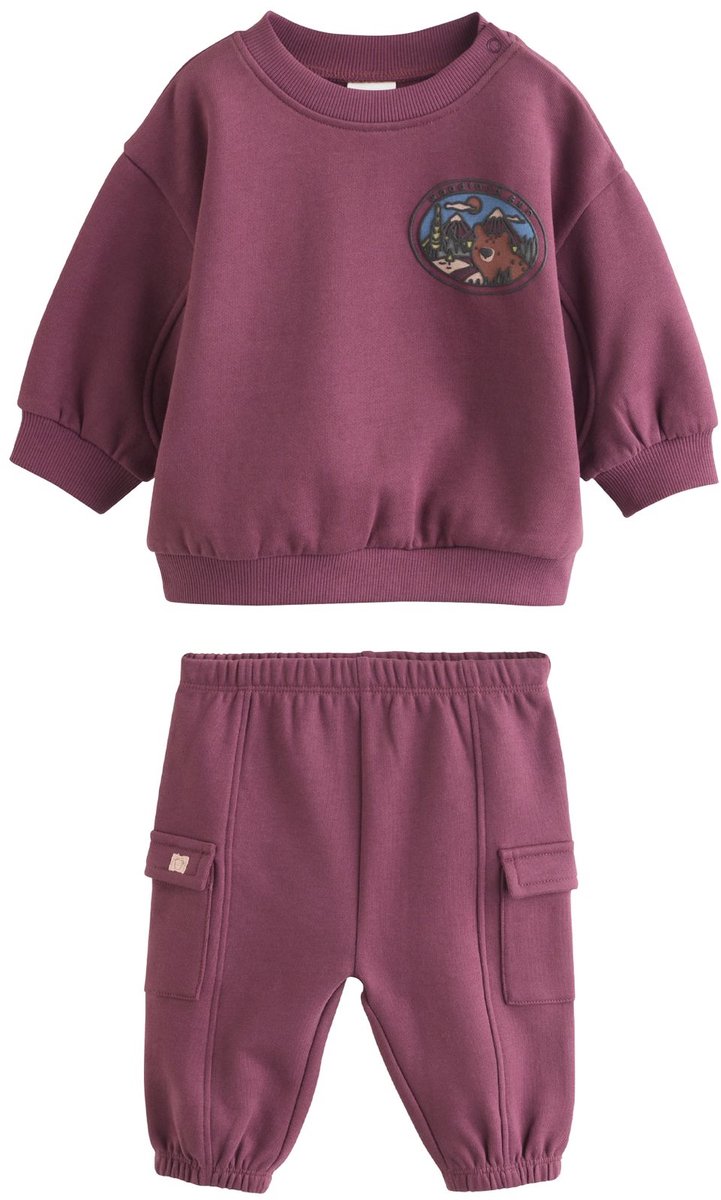 Next - Jongens - Set van babysweatshirt en -joggingbroek - Paars