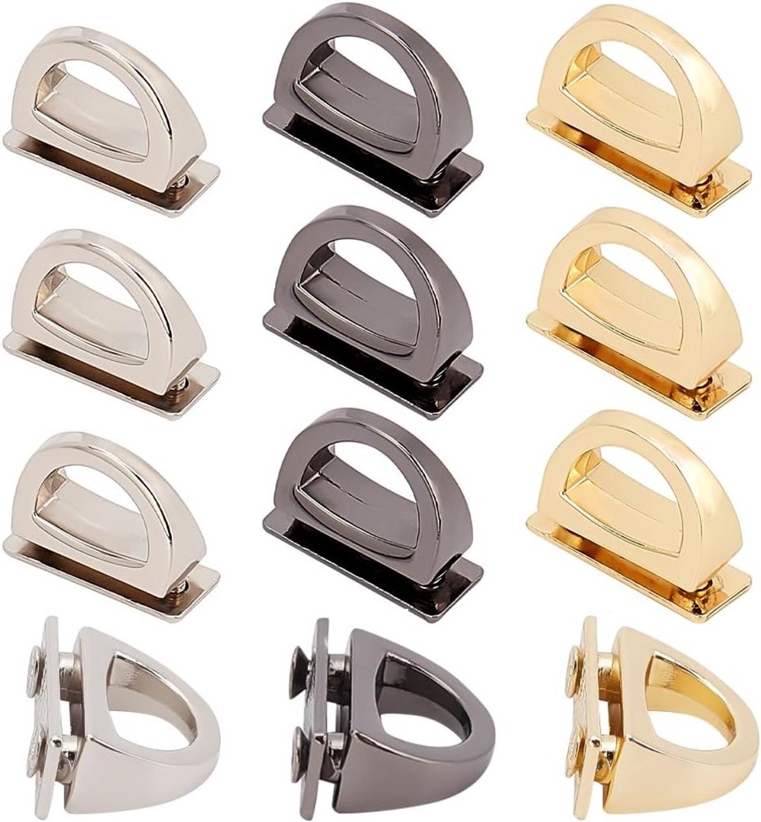 Set van 12 Metalen Kettingsluitingen voor Handtassen, D-Ring Connectoren met Schroeven, Veelzijdige Hangende Sluitingen en Accessoires
