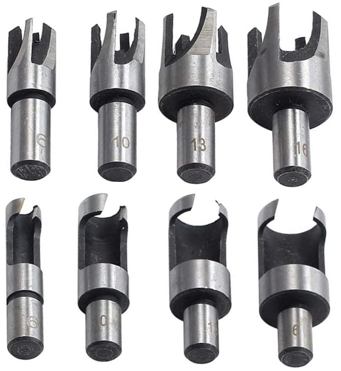 Dailygoods- Tapboren Set - 8 Stuks - Houtbewerkingsgereedschap - Corrosiebestendig Koolstofstaal - Voor Boormachines - 4 Nauwkeurige Maten - Boorset