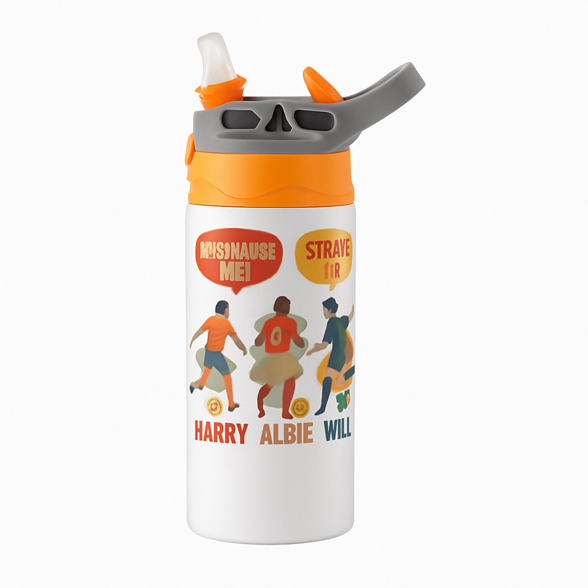 Retro Geïnspireerd 'Il_1140xN.8155609628_rr02' Drinkfles – Unieke Fles voor Vintage Vintages en Nostalgische Fans - Waterfles voor kinderen (wit/oranje)