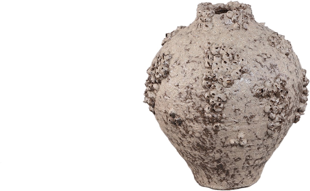 PTMD Deisy Beige Ceramic Jar Shaped Vase Rough Coral S