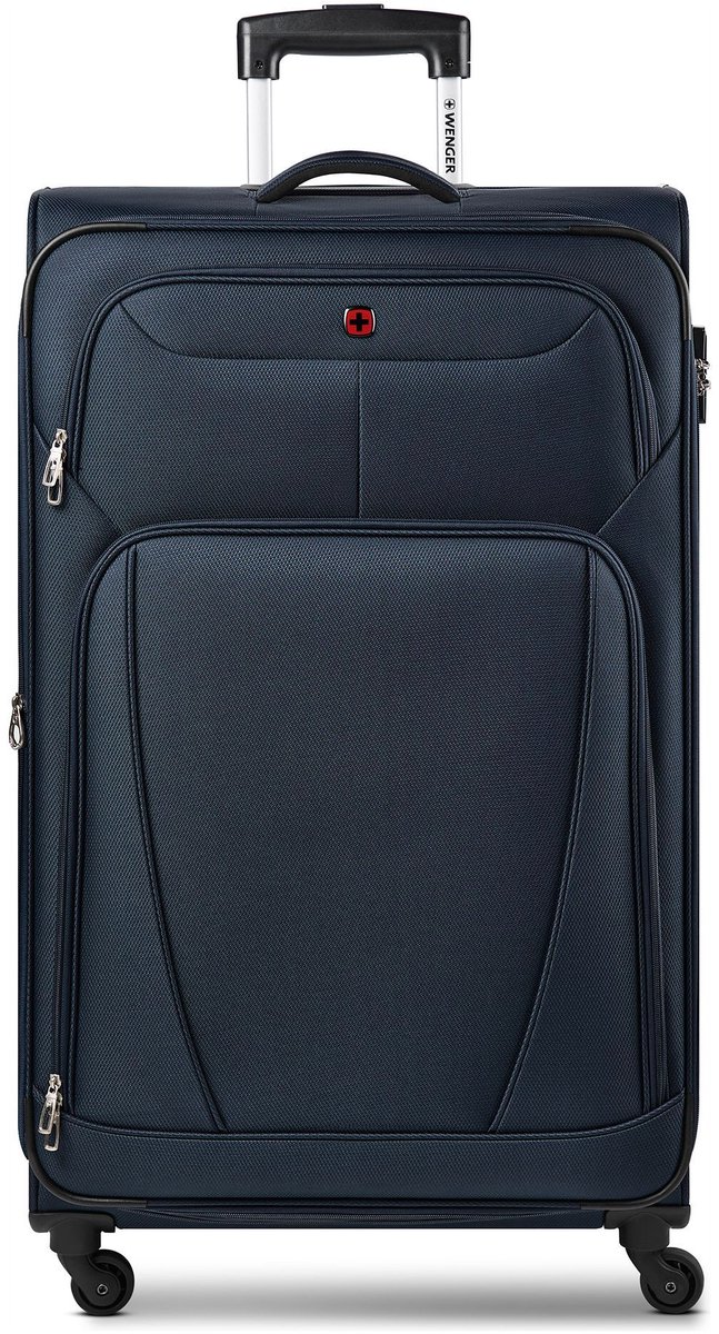 Wenger Beaumont Trolley met 4 wielen XL 87 cm, speciale maat met uitbreidingsplooi - Zachte bagage - Combinatieslot - navy