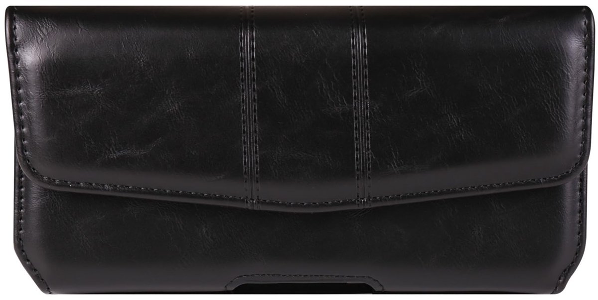 Dailygoods - Zwarte Heuptas van PU-Leer - Telefoonhoesje met Riemclip