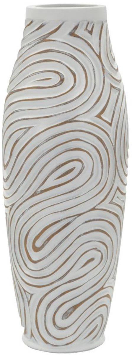 Mauro Ferretti Vaas Oblix Resin Vase Ø 18,5×50 cm Wit Wash