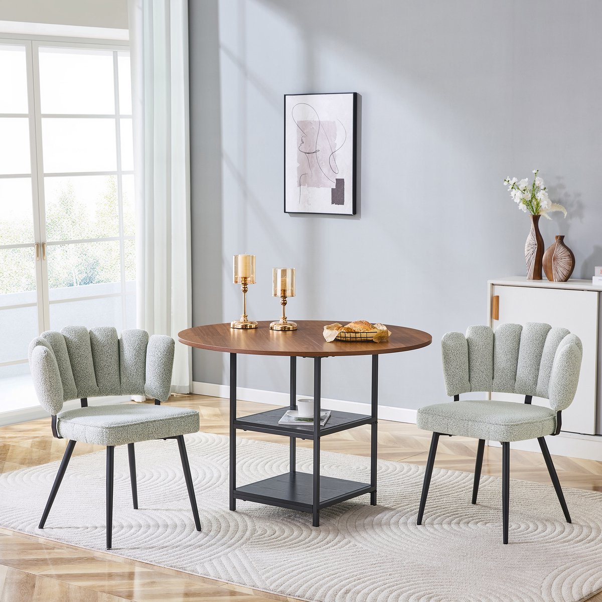 FloraGrace Tafel- En Stoelenset 107 Cm - Met Dubbele Opberglagen En Bloemvormige Stoelen -