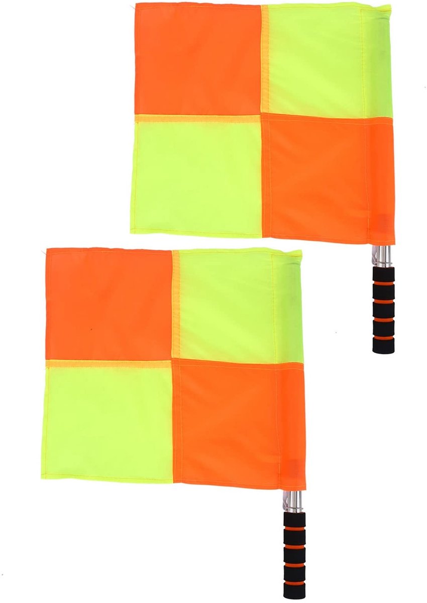 Dailygoods- Scheidsrechter Vlag 4 Stuks - Waterdicht Materiaal - Opbergtas - Sponsgreep - Roestvrijstalen Staaf - Duurzaam voor Training - Scheidsrechtersvlag