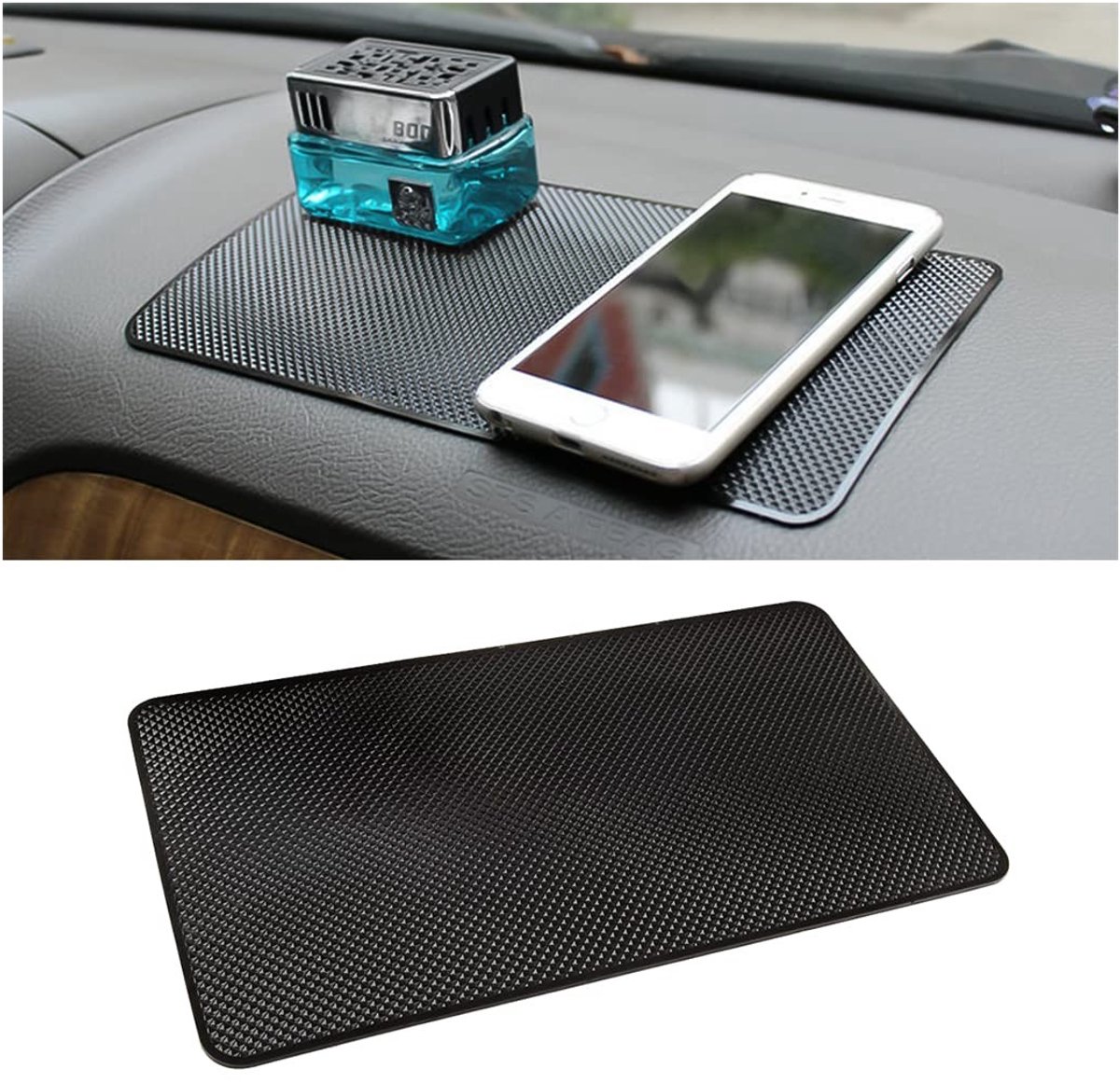 Dailygoods- Antislipmat voor Dashboard - Antislipmat voor Mobiele Telefoons - Antislipmat voor Sleutels - Zwart PU Materiaal - 27 cm x 15 cm - Super Hechtend - Dashboardmat