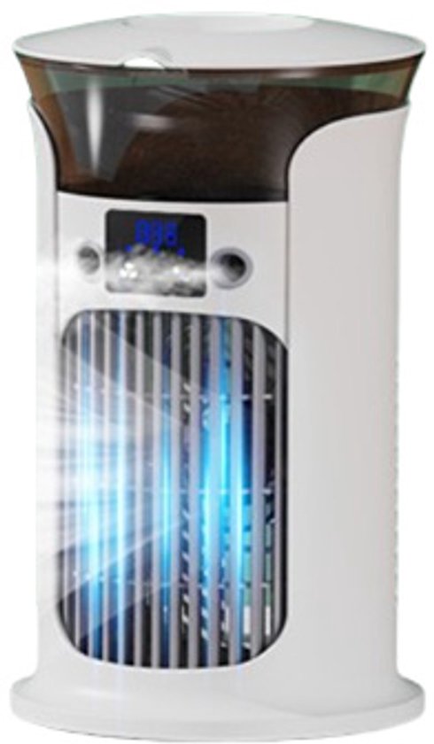 Mobiele airco Luchtkoeler - Luchtkoelerventilator - Verdampingskoeler-aircooler-luchtkoeler- Stille werking oscillatie - 3 snelheidsstanden - Watertank van 880 ml - Koelventilator voor slaapkamers, kantoren en woningen - 15,3 x 20,5 cm - Wit
