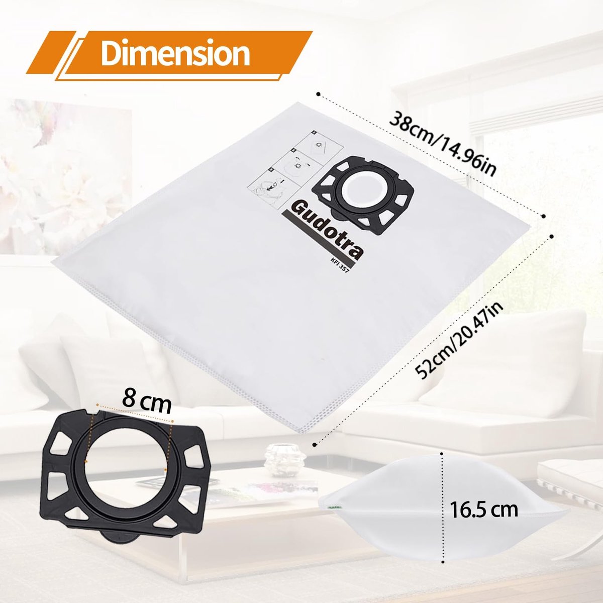 Dailygoods - Gudotra 12 stofzuigerzakken voor Kärcher WD3 WD2 Plus KFI 357 WD3S SE4001 SE4002 KWD1 KWD2 KWD3 2.863-314.0