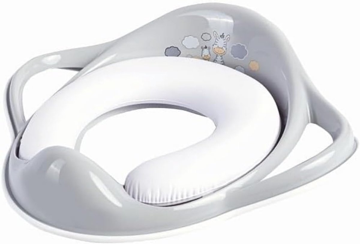 Toilet trainer zitting - Baby toiletzitting - Zindelijk worden - Gevoerd zitje - D-vorm - Grijs met wit