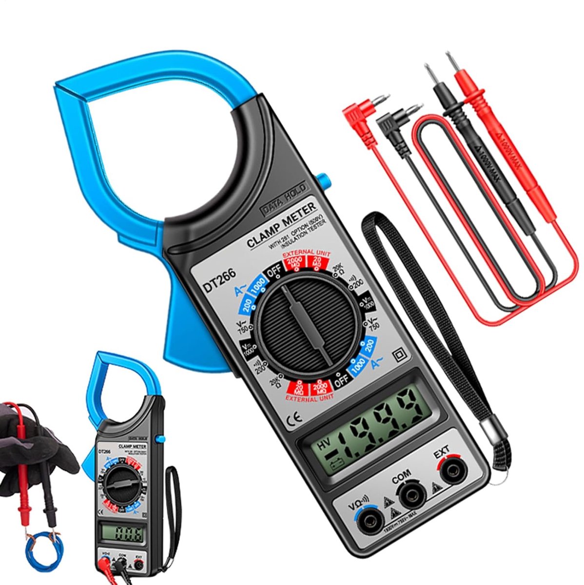 Stroomtang Multimeter - Spanning Tester - Elektrische Metingen - Breed Kaakontwerp - 24.6 x 12.6 x 5 cm - Zwart