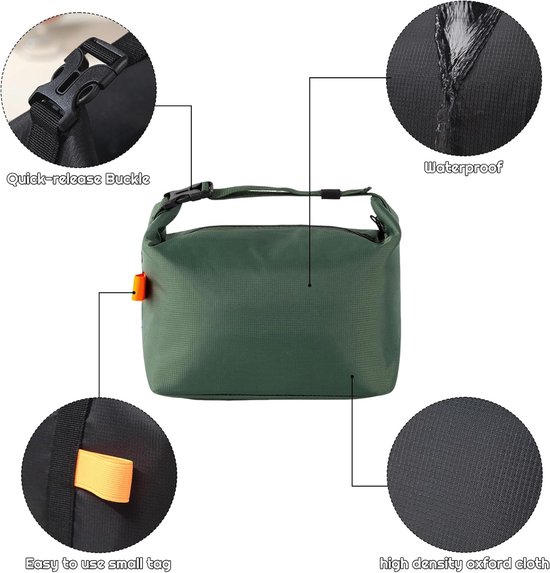 Geïsoleerde lunchtas met dikke aluminiumfolie-voering - Lekvrije thermische bentotas voor werk, school en picknicks - Ruime koel-/warmhoudtas - Inclusief verstelbare schouderriem - Geschikt voor alle leeftijden - Groen van ZVD — afbeelding 5