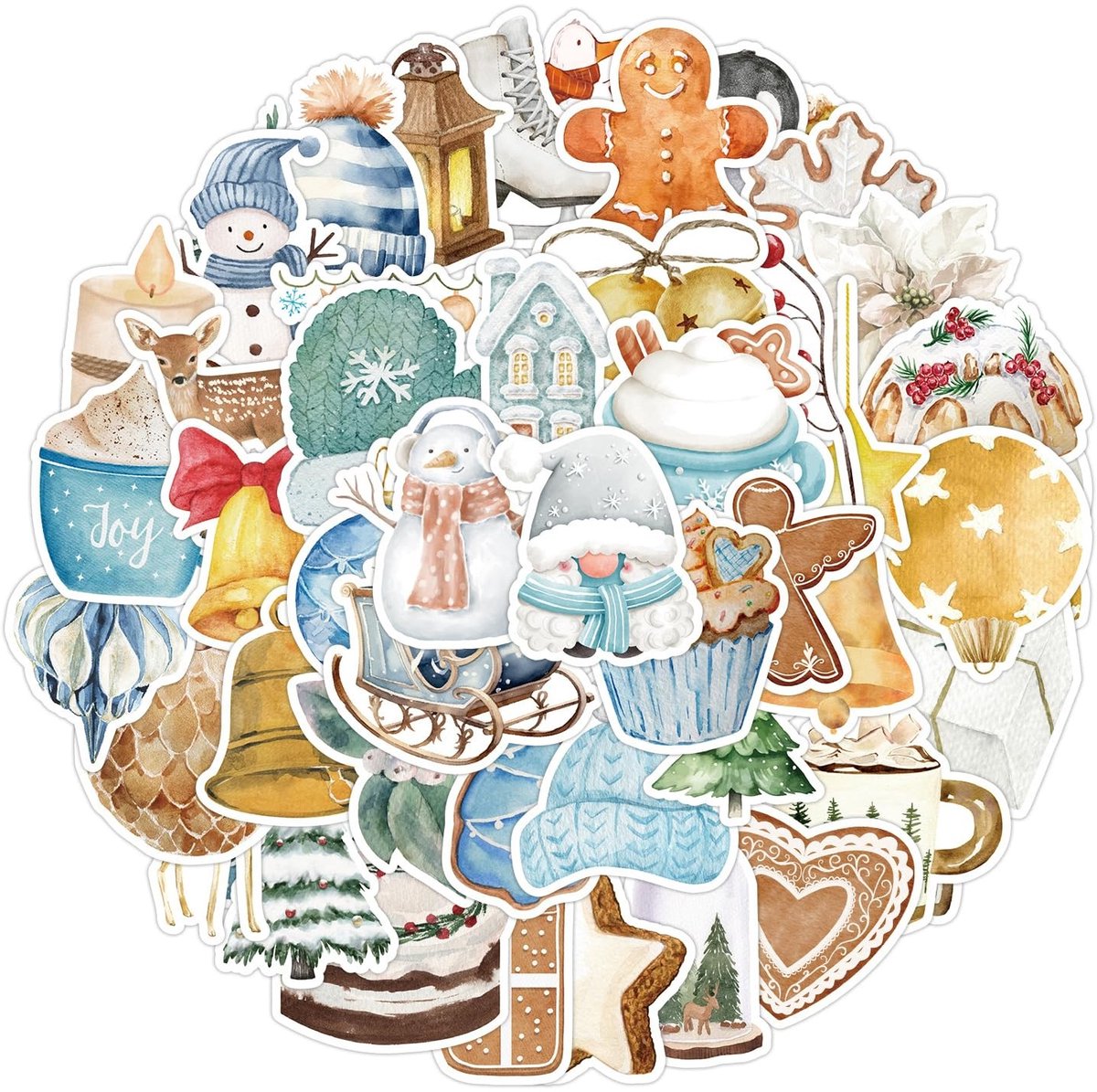 Kerststickers - 50 stuks waterdicht, vrolijk kerstfeest, voor scrapbook en waterfles .