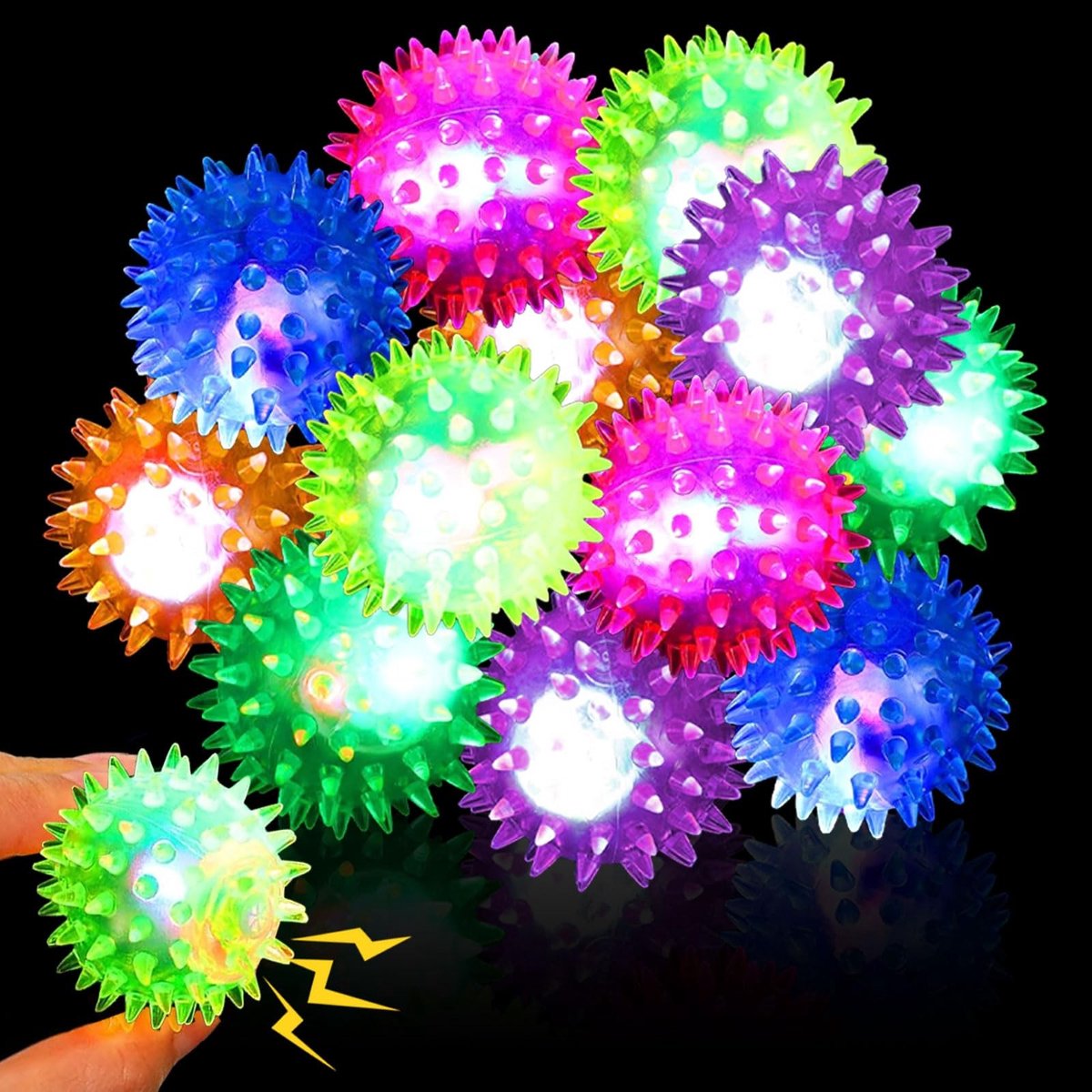 Dailygoods- Led-Egelbal 12 Stuks - Lichtgevende Bal - Verlicht Speelgoed - Sensorisch Speelgoed - Cadeau voor Kinderverjaardag - Afmetingen 5,5 x 5,5 cm