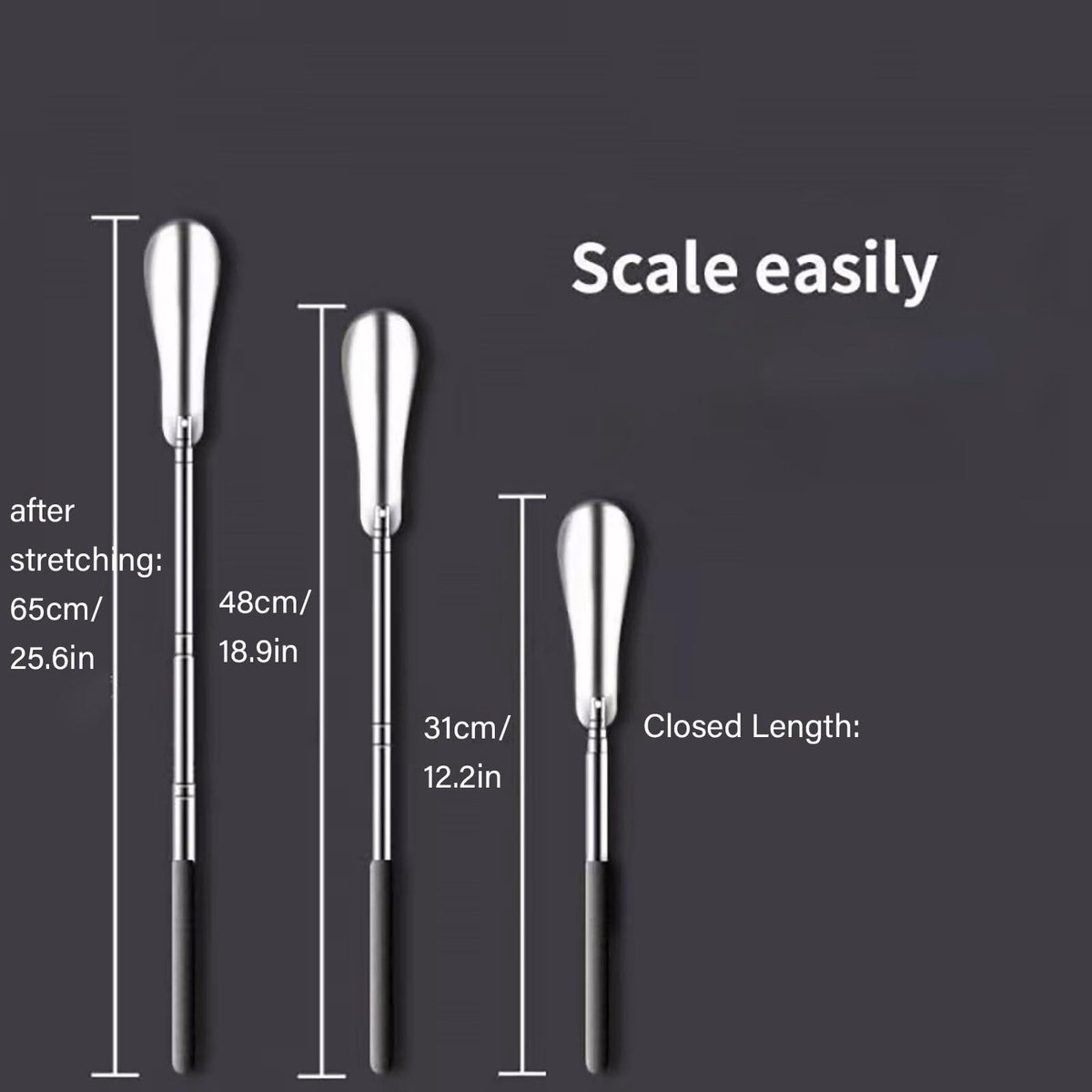 Dailygoods- Schoen Puller Extra Lang - Schoentrekker Verstelbaar - Schoenrekker Roestvrij Staal - Antiroest - Intrekbaar 31-65cm - Hoogwaardig Materiaal