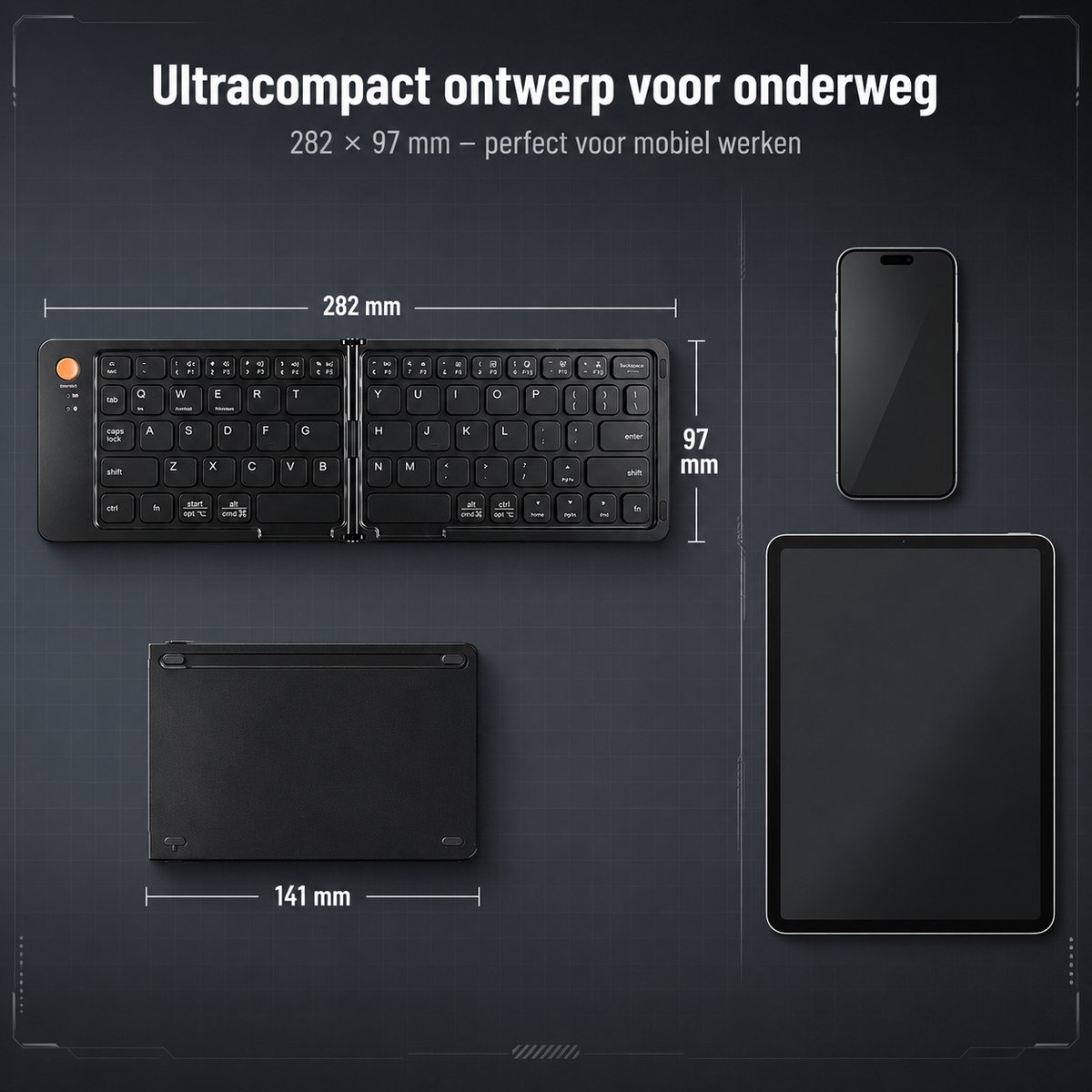Opvouwbaar toetsenbord-Bluetooth Toetsenbord -Mini toetsenbord- Magnetisch Sluitend- Draadloos-Foldable keyboard thumbnail 6