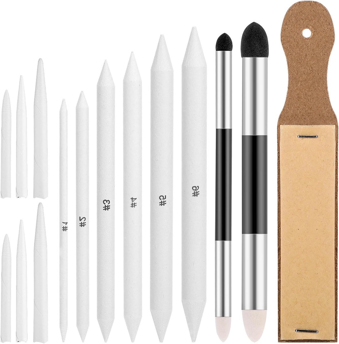 Set van 15 Stuks Gum voor Tekeningen, Dubbele Hoofden, Tekenaccessoires, Creatieve Hulpmiddelen voor Potlood en Papier