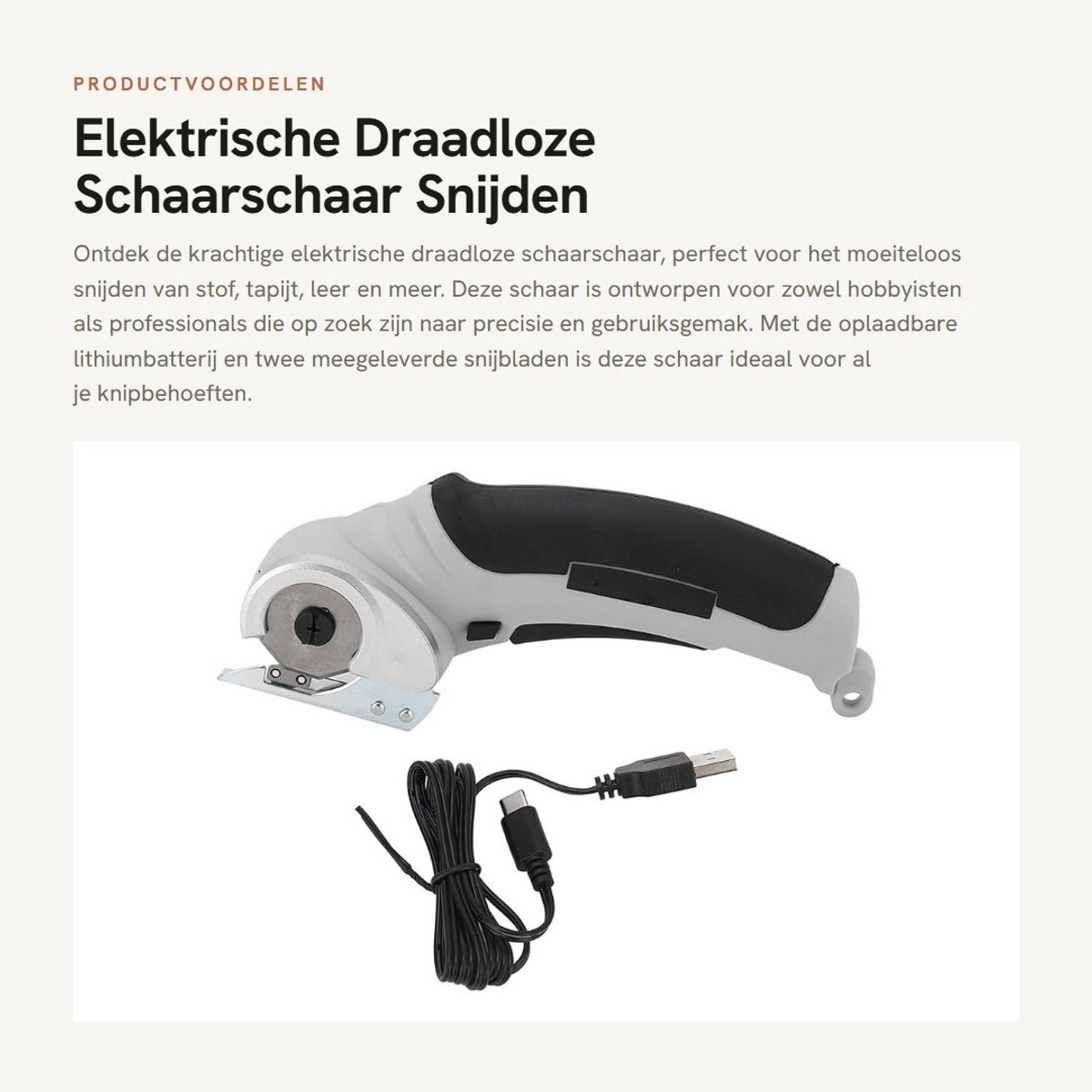 MTTproducts - Elektrische Draadloze Schaarschaar - Snijden van Stof en Leer - Soepel en Efficiënt - Grey - Oplaadbare Lithiumbatterij - Geschikt voor M...