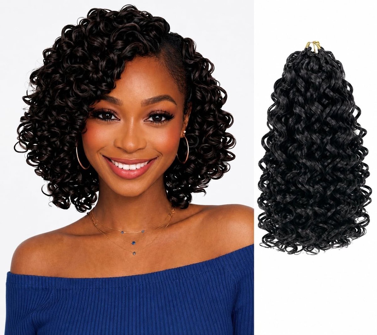 Dailygoods- Haarverlenging Natuurlijke Look - Haakvlecht - KANEKALON 270 g - 120 Strengen - 6 Stukken - 3 Accessoires Inbegrepen - Haarextensions