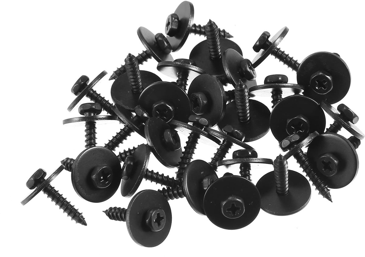 Dailygoods- Vergrendeling Zwart - Schroef - Bumper - Dak - Metaal - Set van 30