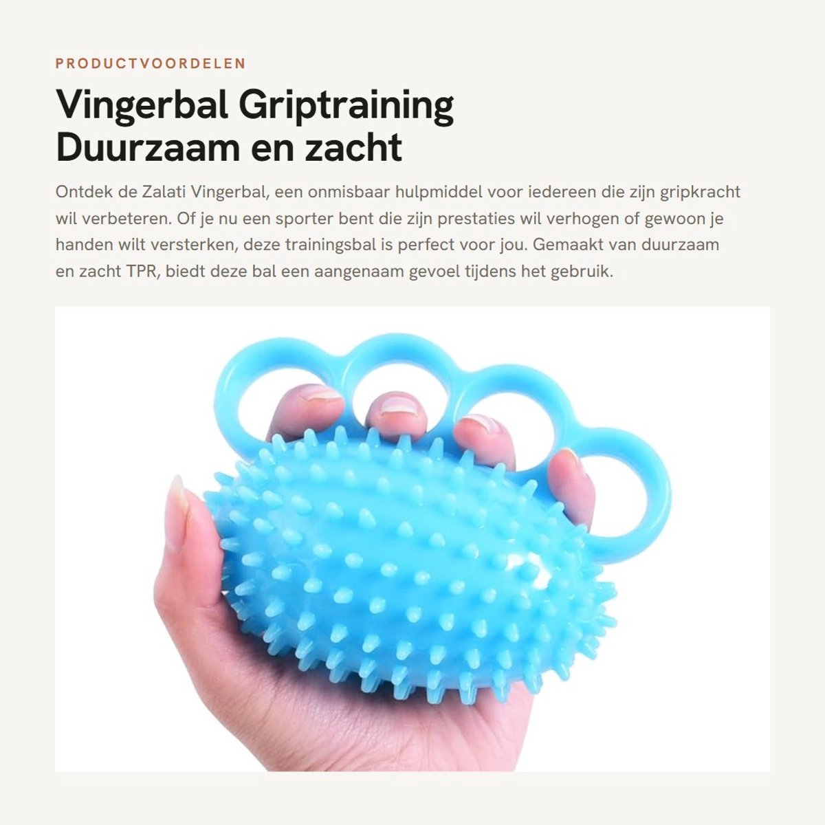 Dailygoods- Vingerbal - Trainingsbal voor gripversterking - Antislip - Ergonomisch ontwerp - Maat L - Duurzaam TPR materiaal - Grijpkrachtbal