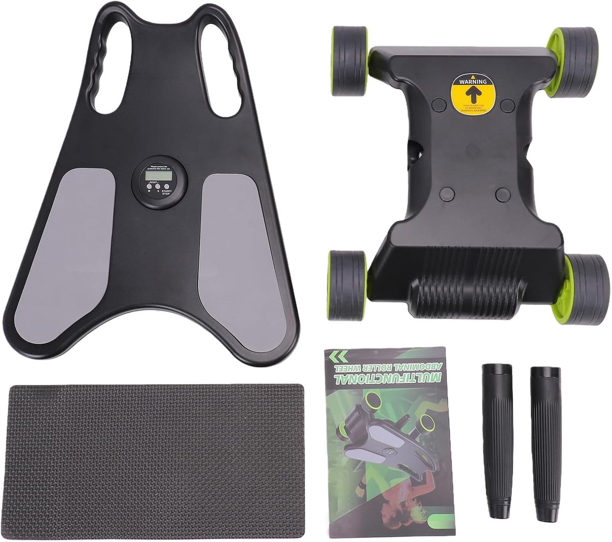 Ab Wheel Roller - Buikspiertrainer - Core Training - Verbeterde Stabiliteit - 425 cm - Zwart Groen