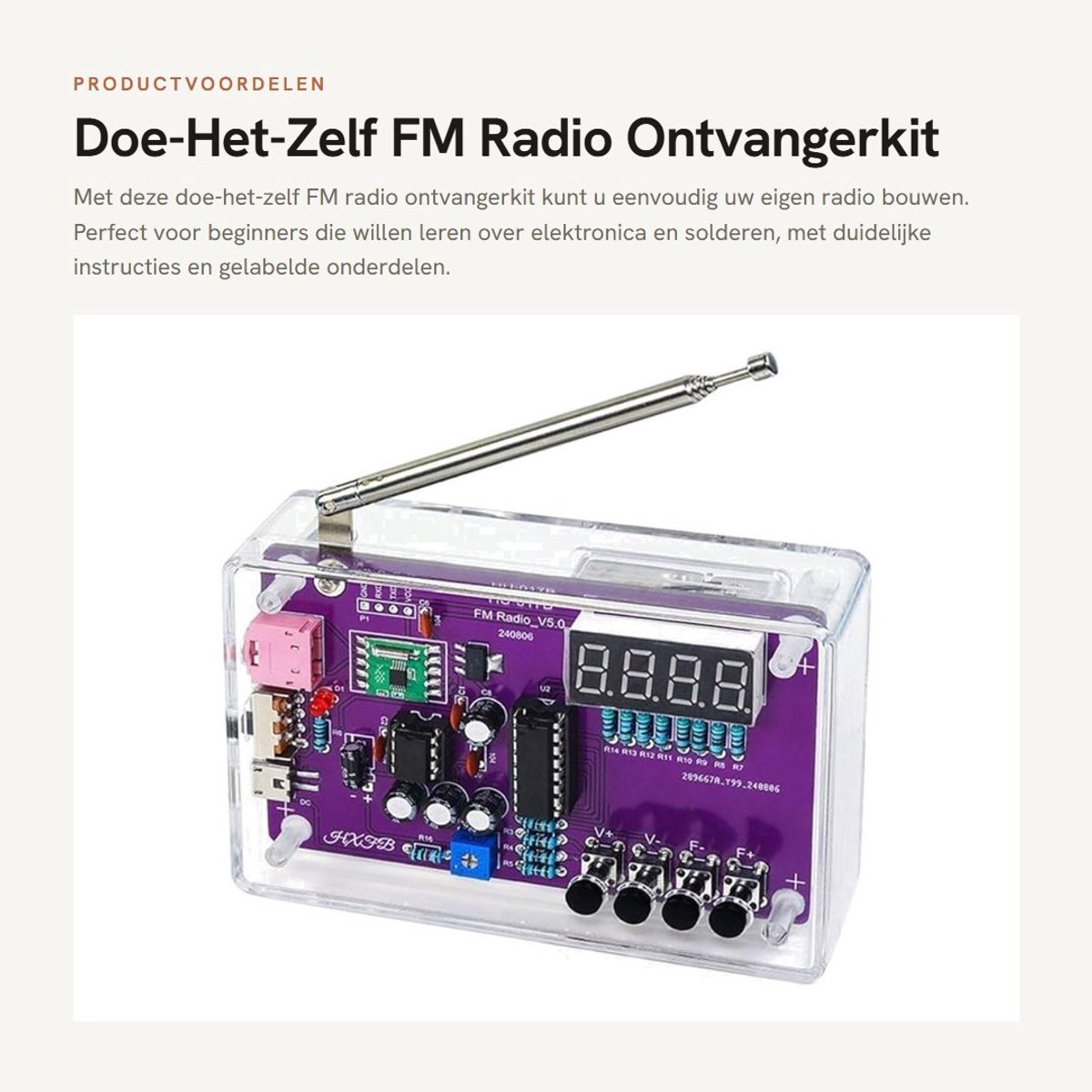 Dailygoods- FM-radio-ontvangerkit beginner-vriendelijk - doe-het-zelf radio - elektronische soldeerset - veelzijdige voedingsopties - eenvoudig te monteren - duidelijk gelabelde onderdelen - Radio Kit