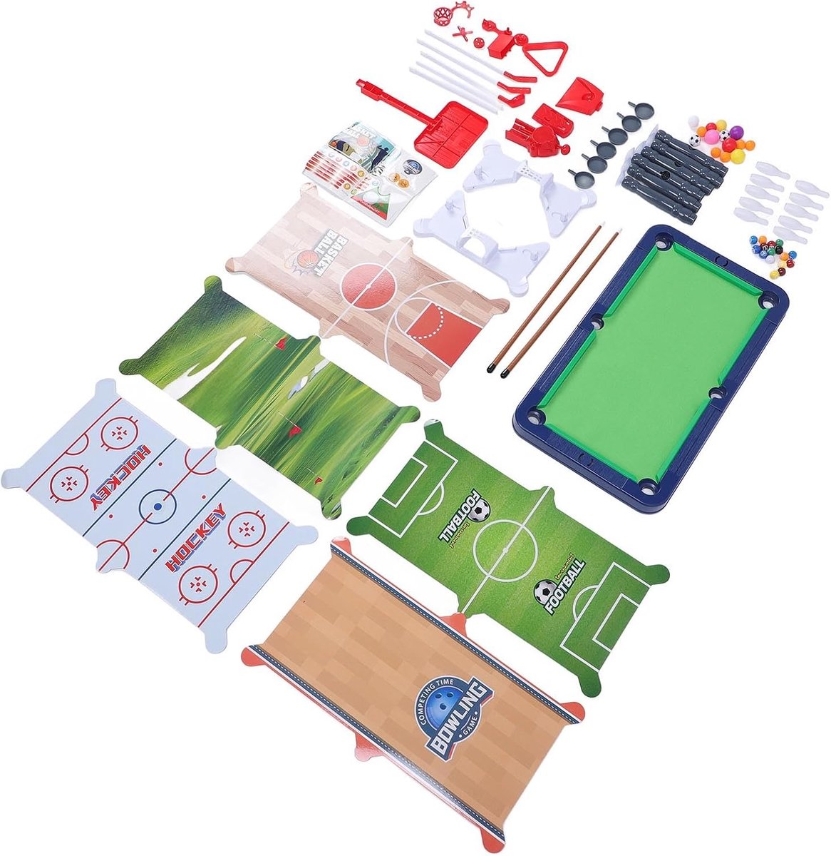 Multi-speeltafel - Spelletjes set - Familieplezier thuis - 6 in 1 ontwerp - 50 x 29 cm - Multicolor