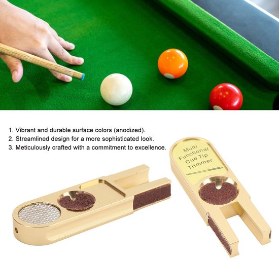 Dailygoods- Biljartkeu Multifunctioneel - Biljartkeu Punt Reparatie Tool - Aluminium - Duurzaam - Schuurpapier - Compacte Polijstfunctie - Keu van Dailygoods — afbeelding 4