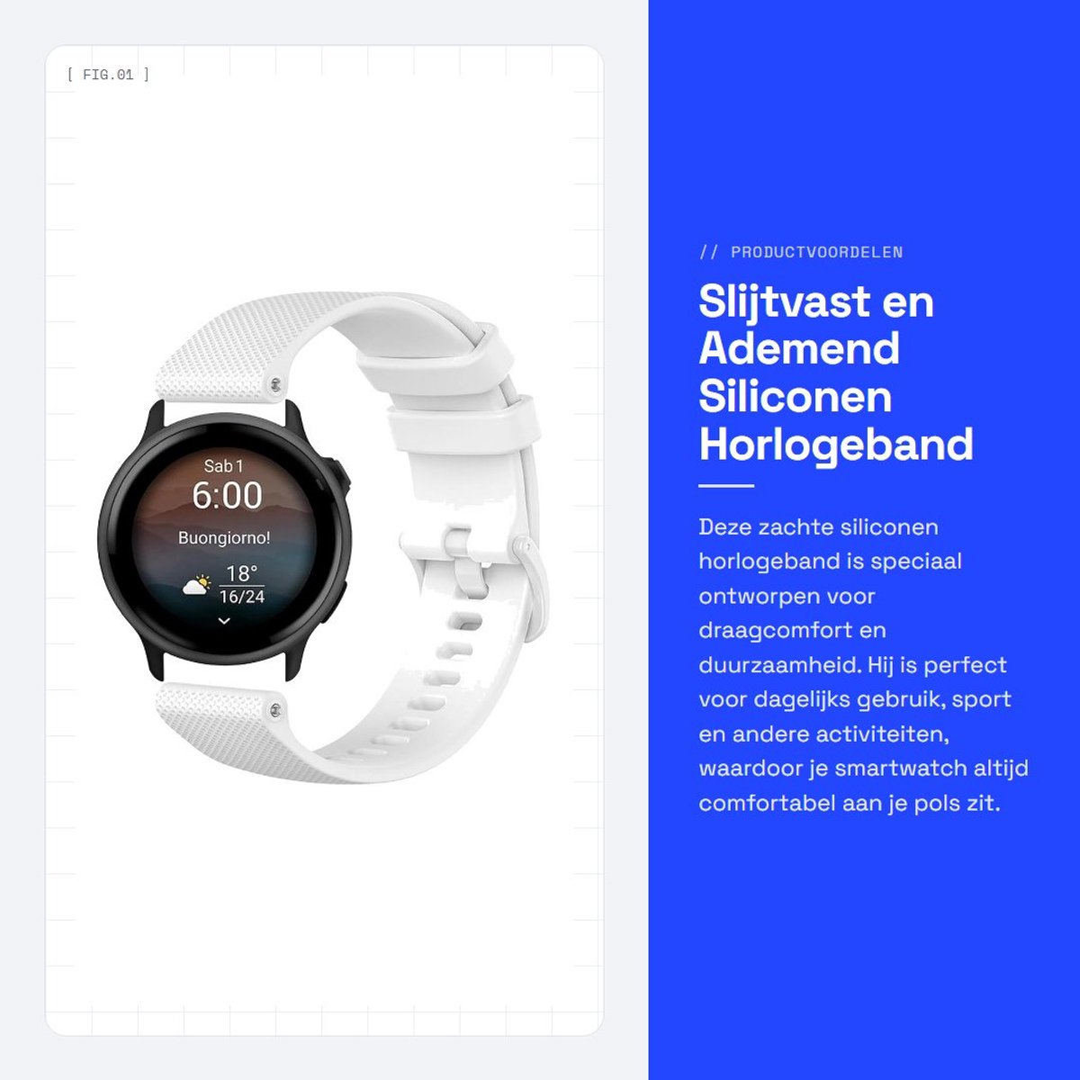 Dailygoods - Slijtvast en Ademend Siliconen Horlogeband voor Smartwatch