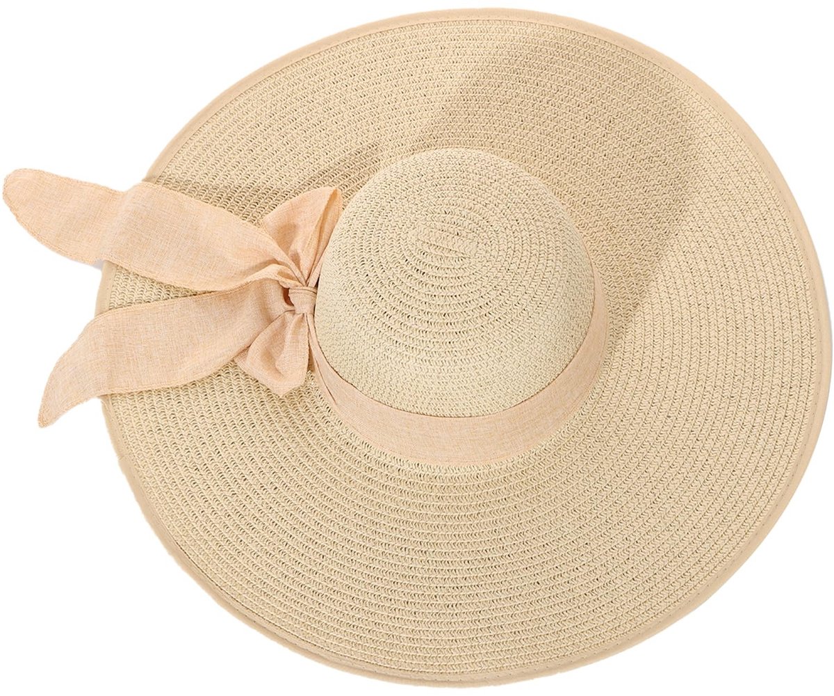 Dailygoods- Strohoed met brede rand - Zomerhoed - UPF 50 - Opvouwbaar - Lichtgewicht - Ademend - Natuurlijk papieren stro - Zonnehoed