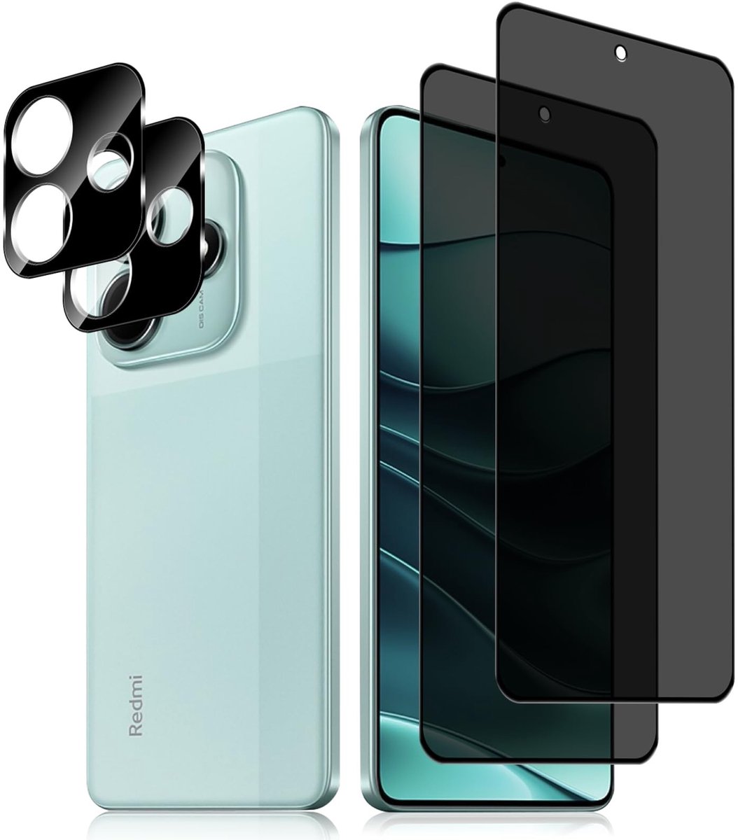 Dailygoods - HeeYea Privacyschermbeschermer voor Xiaomi Redmi Note 14 5G met cameralens Protecto 2 stuks, [Anti-kras] [9H hardheid] Anti-Spy Bescherming Gehard Glas Film voor Xiaomi Redmi Note 14 5G