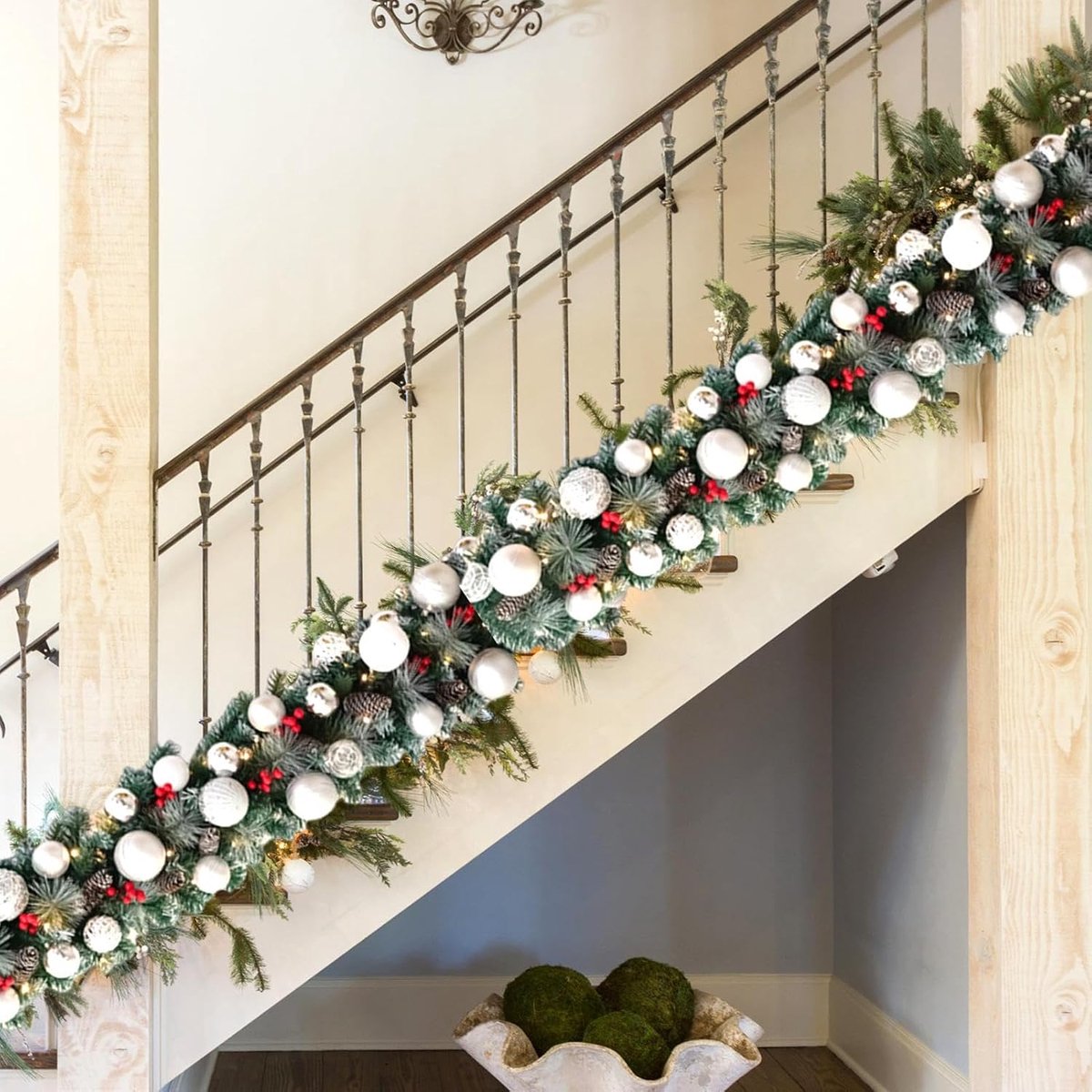 Kerstguirlande Verlichting - Dennen Slinger - Feestelijke Decoratie - Handgemaakt Levensecht - 1 Meter - Zilver – foto 5