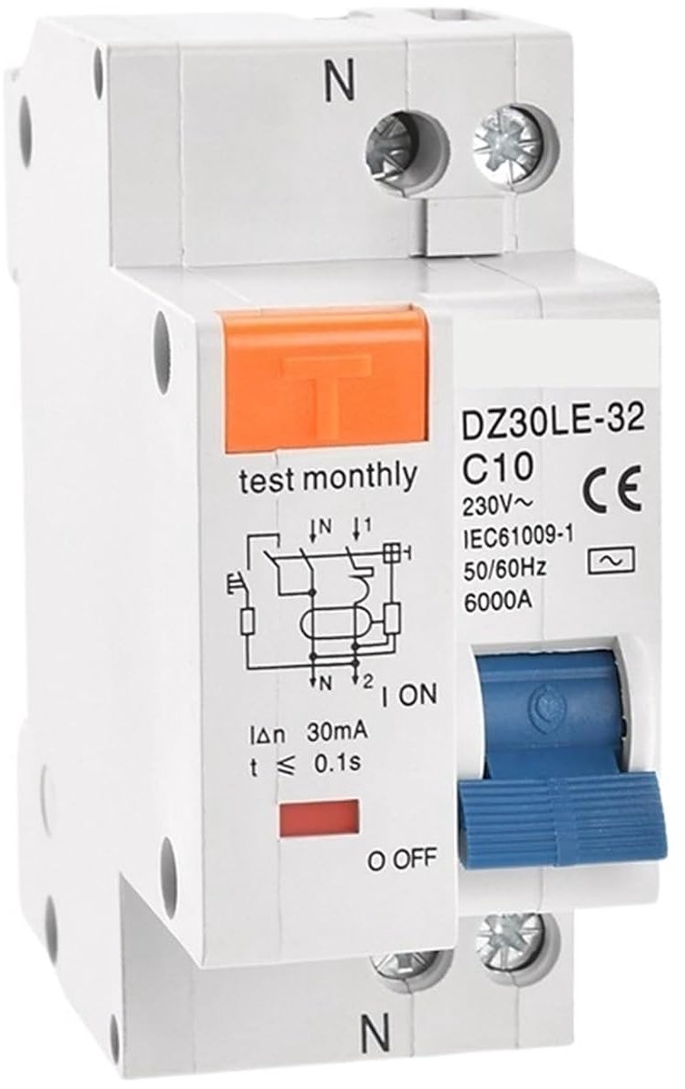 Tweepolige schakelaar - Stroomonderbreker - Elektrische beveiliging - Thermische beveiliging - 10 stuks - Grijs