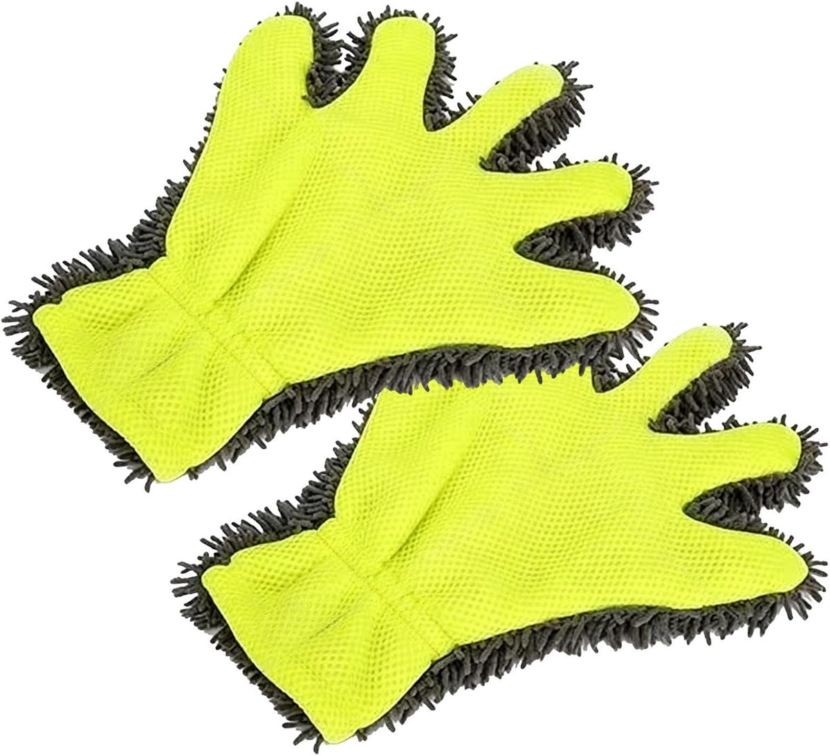 Autowashandschoen 2 stuks - Dubbelzijdige schuurspons - Voertuigen reinigen - Vijfvinger ontwerp - 28 x 24.5 cm - Grijs en groen