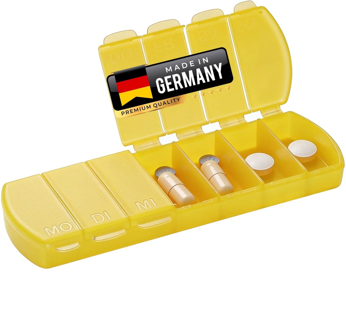 Dailygoods- Pillendoos 7 Dagen - Pillendoos met Gescheiden Vakken - Pillendoosje Klein - Voedselveilige Kunststof - Transparant - Afmetingen 11 x 4 x 1,5 cm - Tablettenbox
