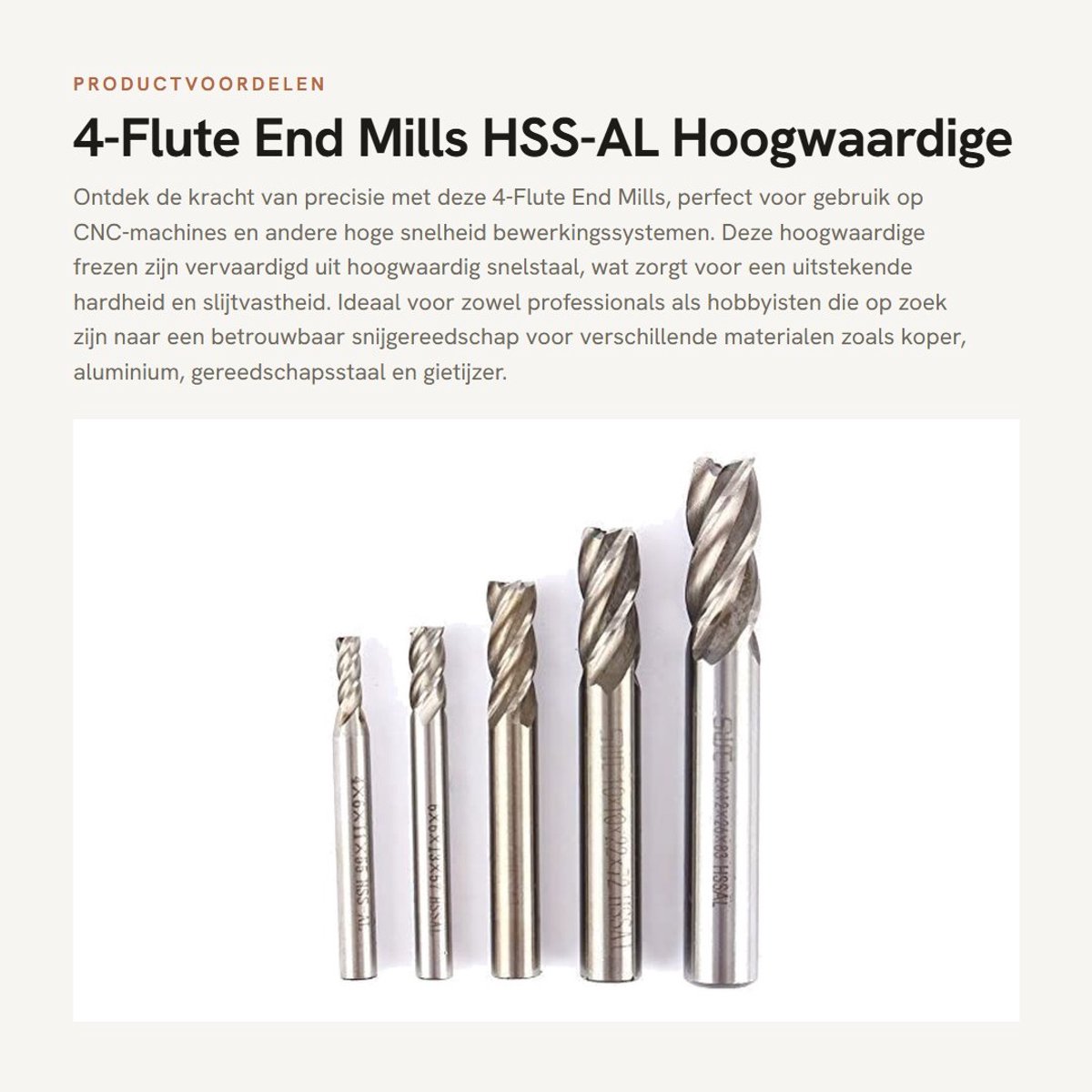 MTTProducts - 4-Flute End Mills - Hss-Al - Hoogwaardige Frees - 4mm