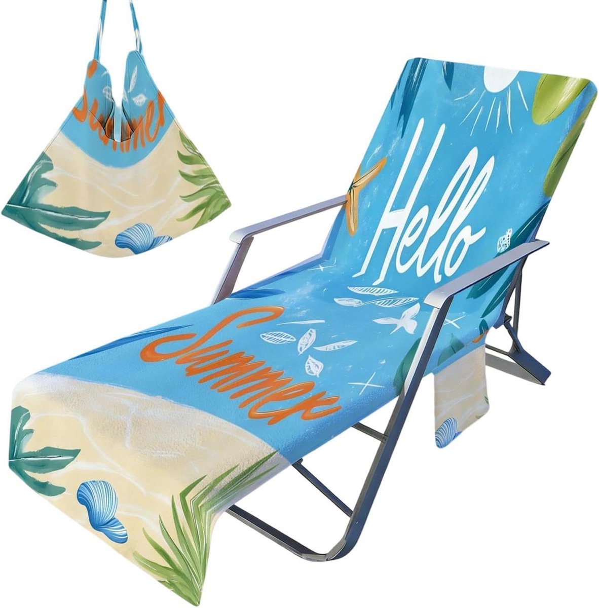 Ligstoel Handdoek - Strandhoes Stoel - Buiten Ontspannen - Met Zijvakken - 210 x 75 cm - M