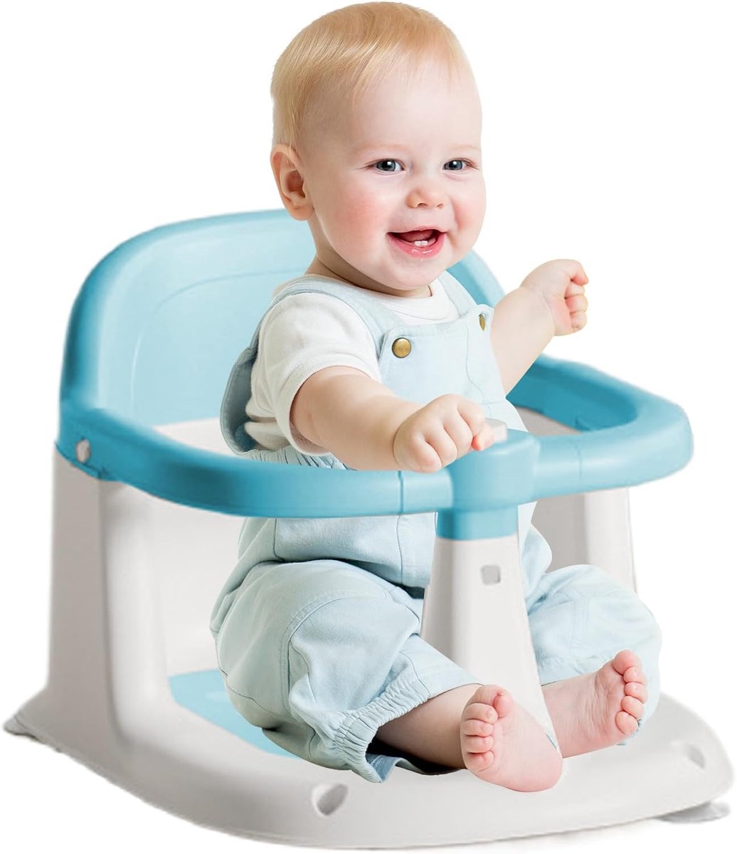Douchestoel Kinderen - Badzitje Baby - Veilig Baden - Sterke Zuignappen - 40 x 31 cm - Blauw